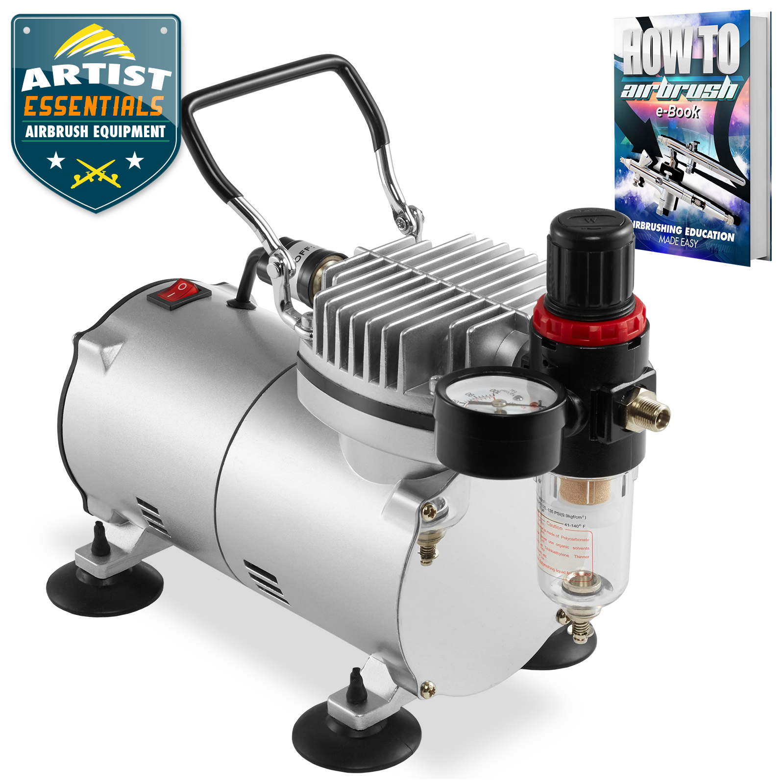 PointZero 1/5 HP Airbrush Compressor Air Pump with Regulator, Gauge