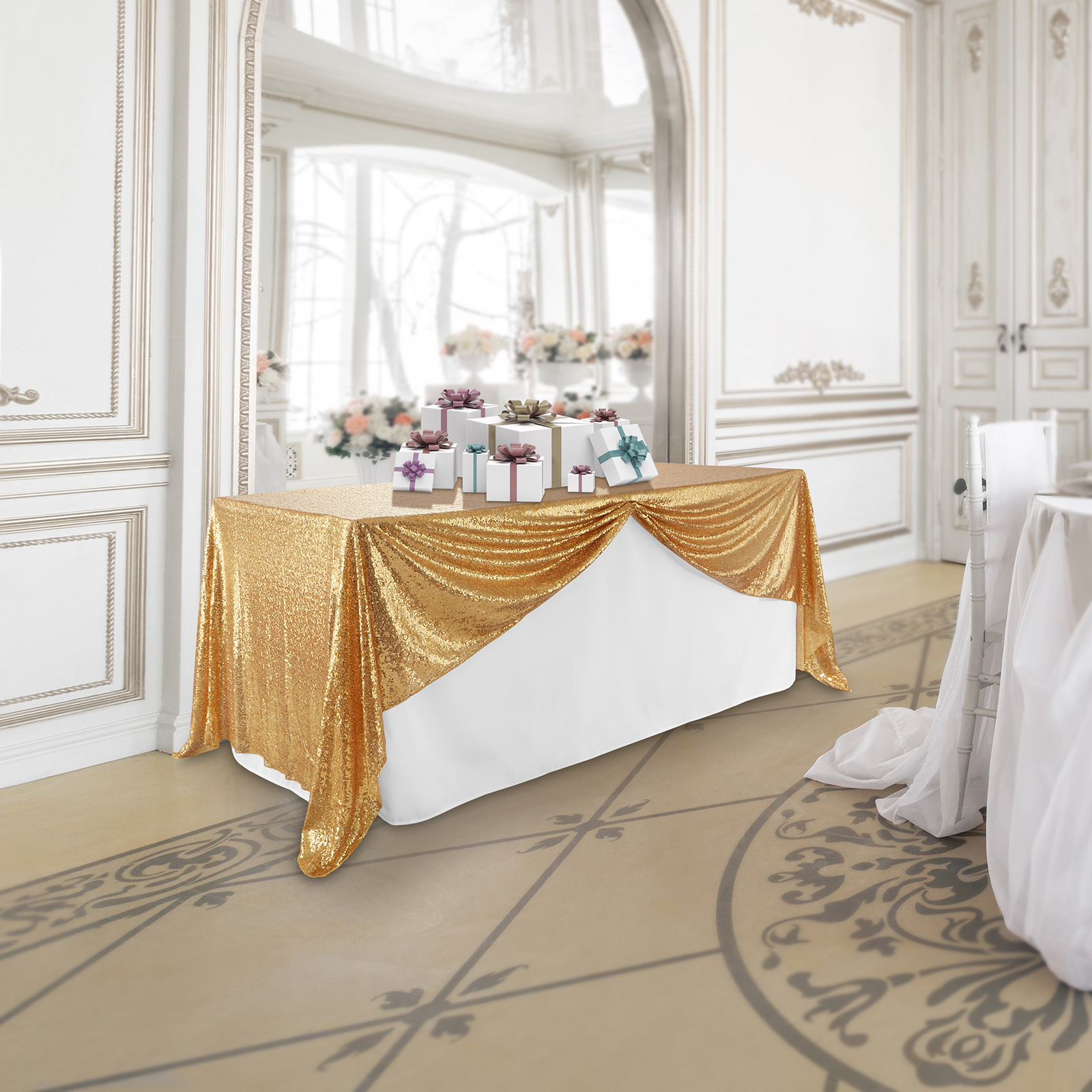 Sequin Sparkly Table Covers Wedding Party Linens Tablecloths, Runners