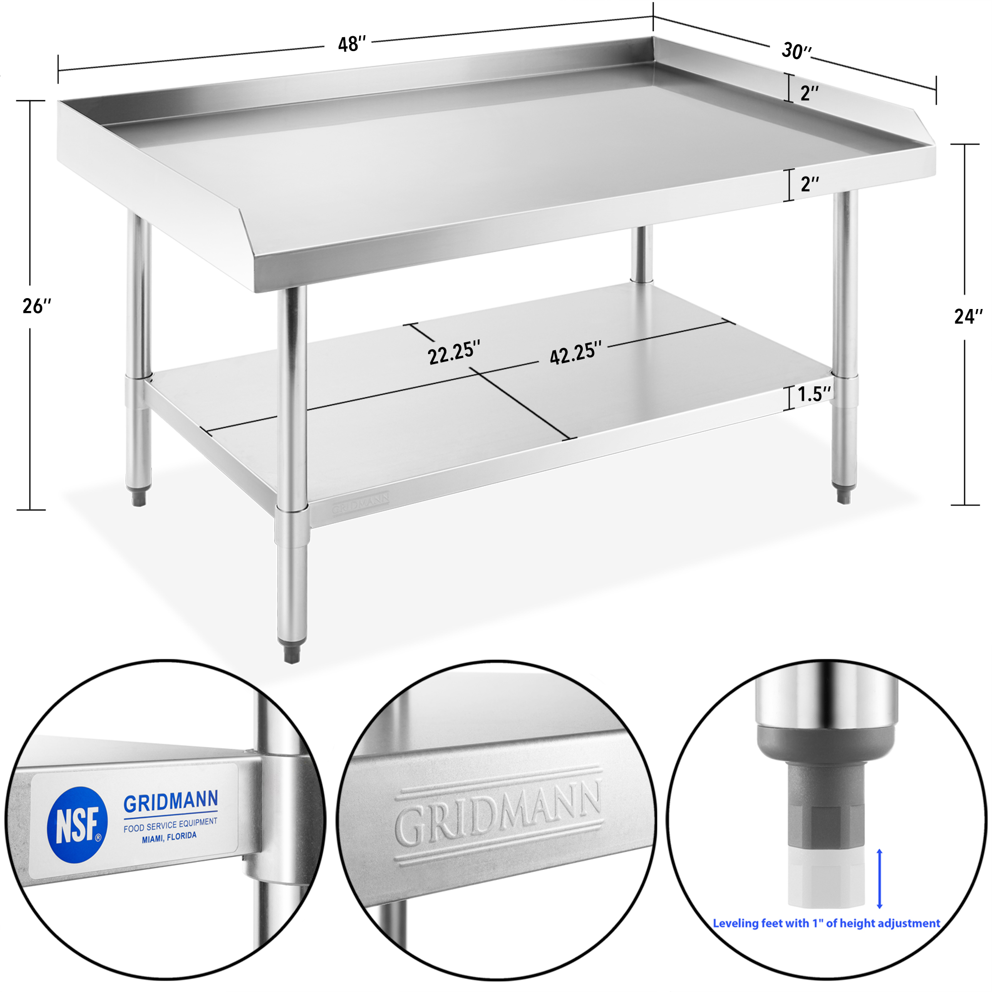 Stainless Steel NSF Restaurant Equipment Stand Grill Table w/ Undershelf eBay