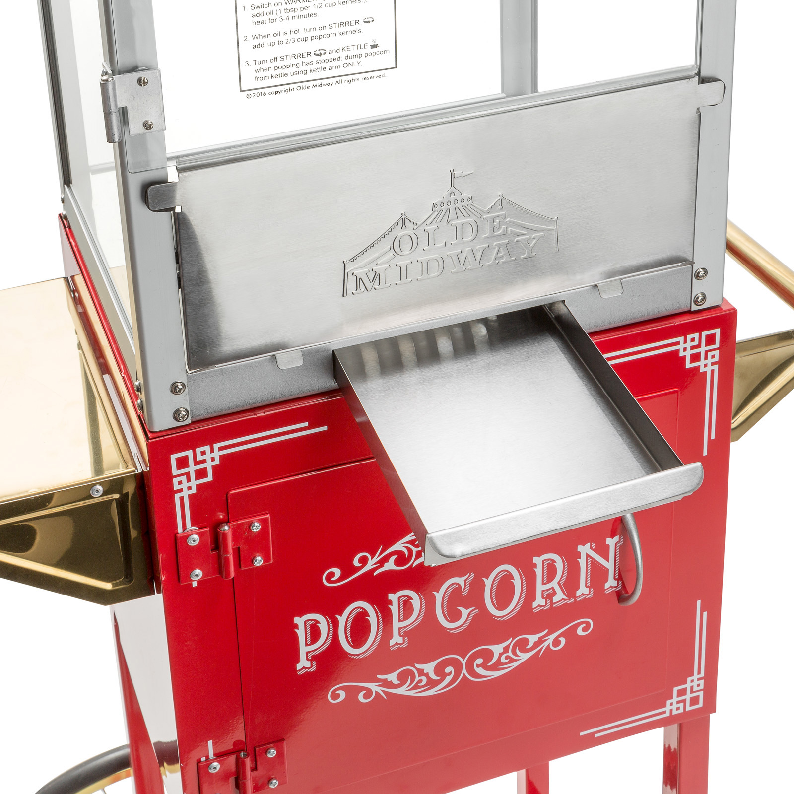 Vintage Style Popcorn Machine Maker Popper with Cart and 8-Ounce Kettle - Picture 13 of 14